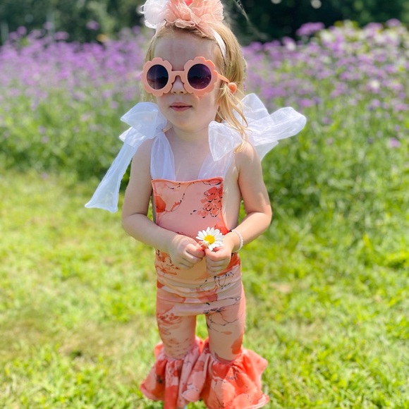 New York Couture Baby Toddler Girls  Vintage 1970’s FLORAL Bellbottoms Jumpsuit - Picture 2 of 6